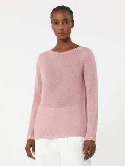 Linen yarn basic sweater - ANTIQUE ROSE