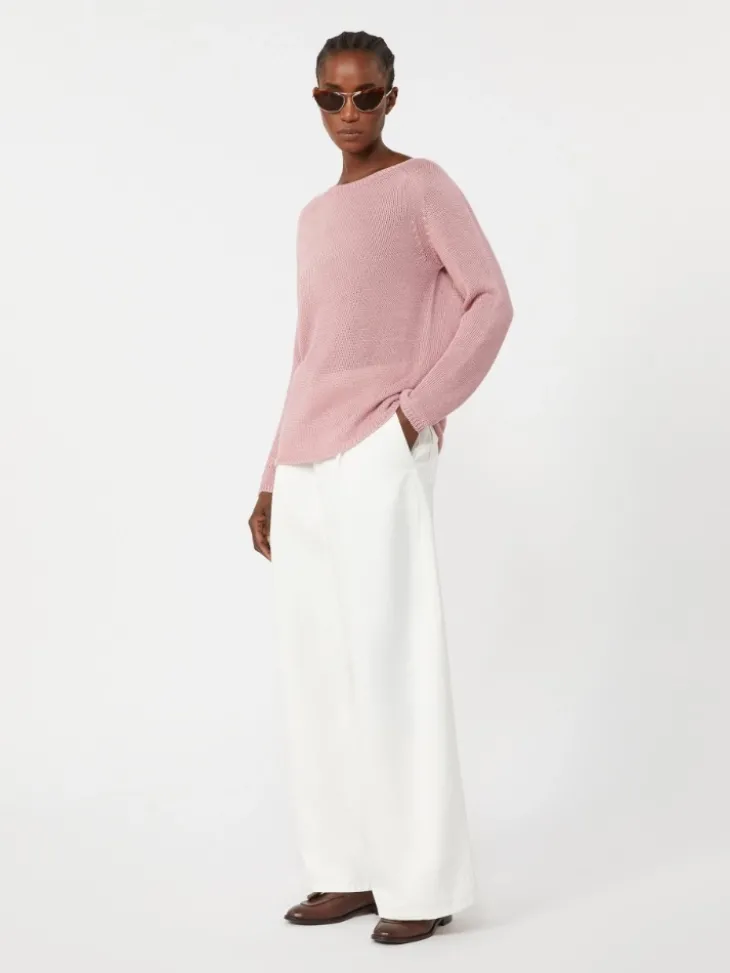 Linen yarn basic sweater - ANTIQUE ROSE