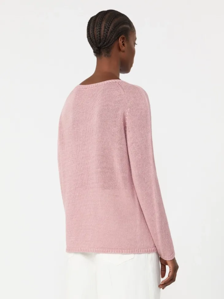 Linen yarn basic sweater - ANTIQUE ROSE