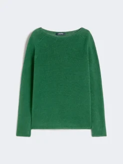 Linen yarn basic sweater - GREEN
