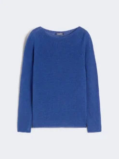 Linen yarn basic sweater - CORNFLOWER BLUE