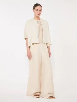 Linen yarn cardigan - BEIGE