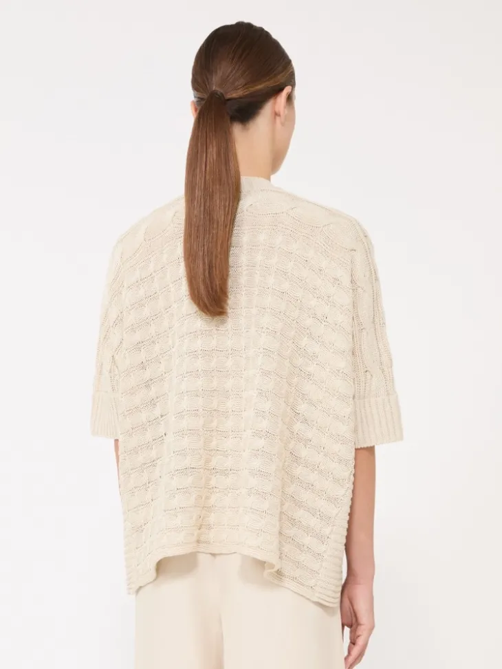 Linen yarn cardigan - BEIGE
