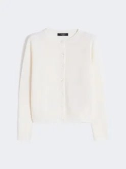 Linen yarn classic cardigan - ECRU