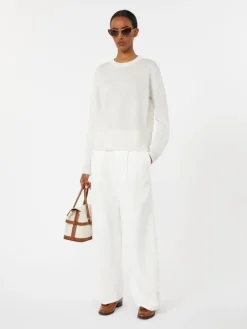 Linen yarn crew-neck sweater - MILK