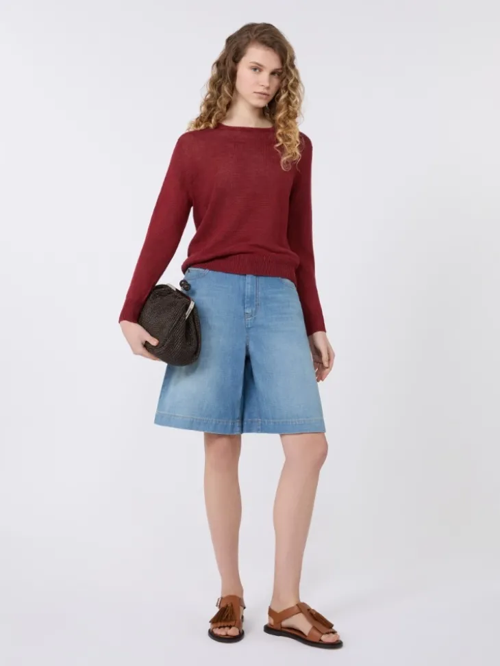Linen yarn jumper - CHERRY