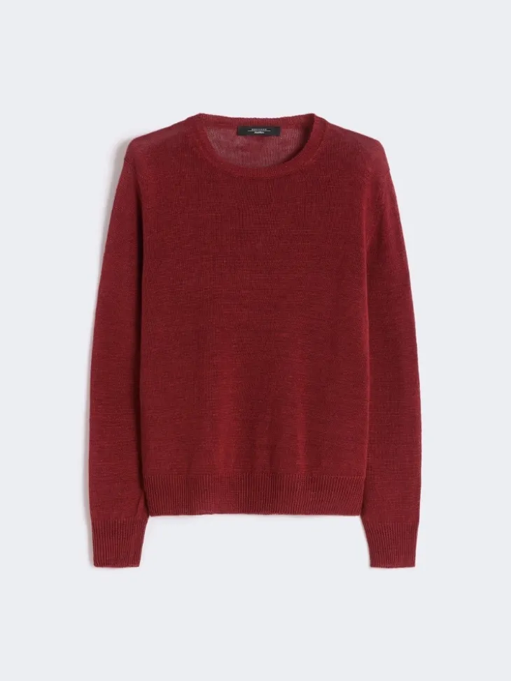 Linen yarn jumper - CHERRY