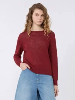 Linen yarn jumper - CHERRY