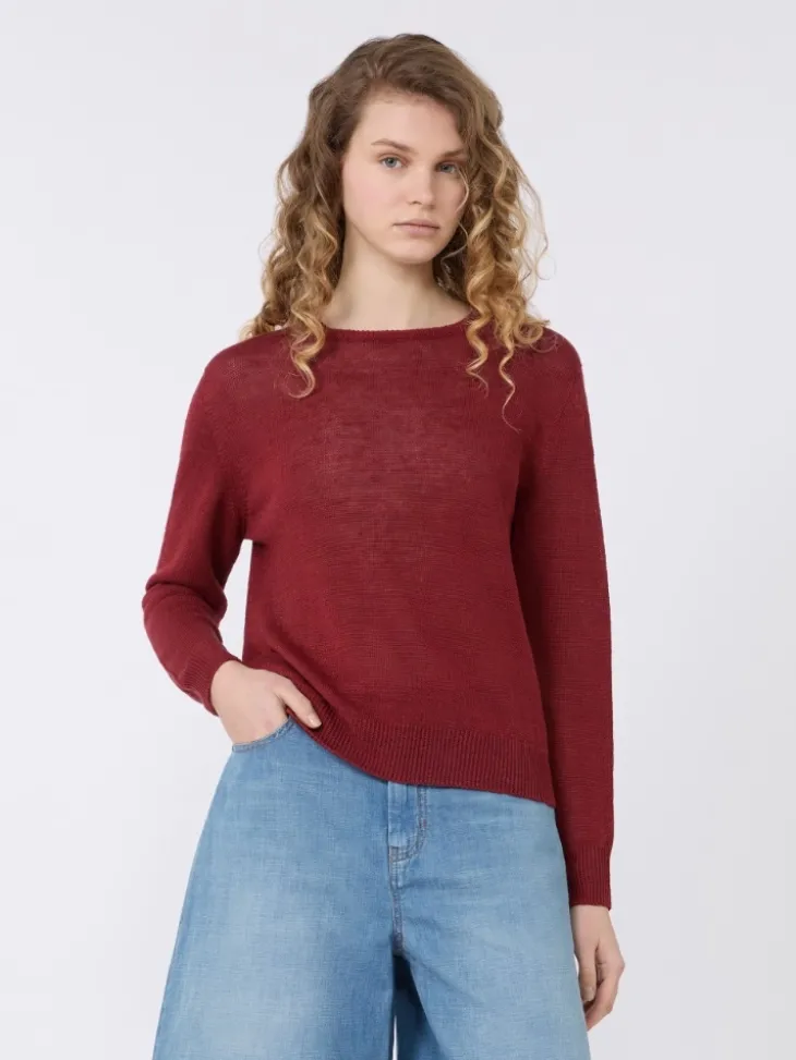 Linen yarn jumper - CHERRY