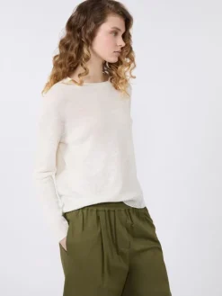 Linen yarn jumper - ECRU