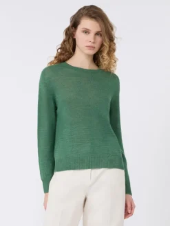 Linen yarn jumper - GREEN