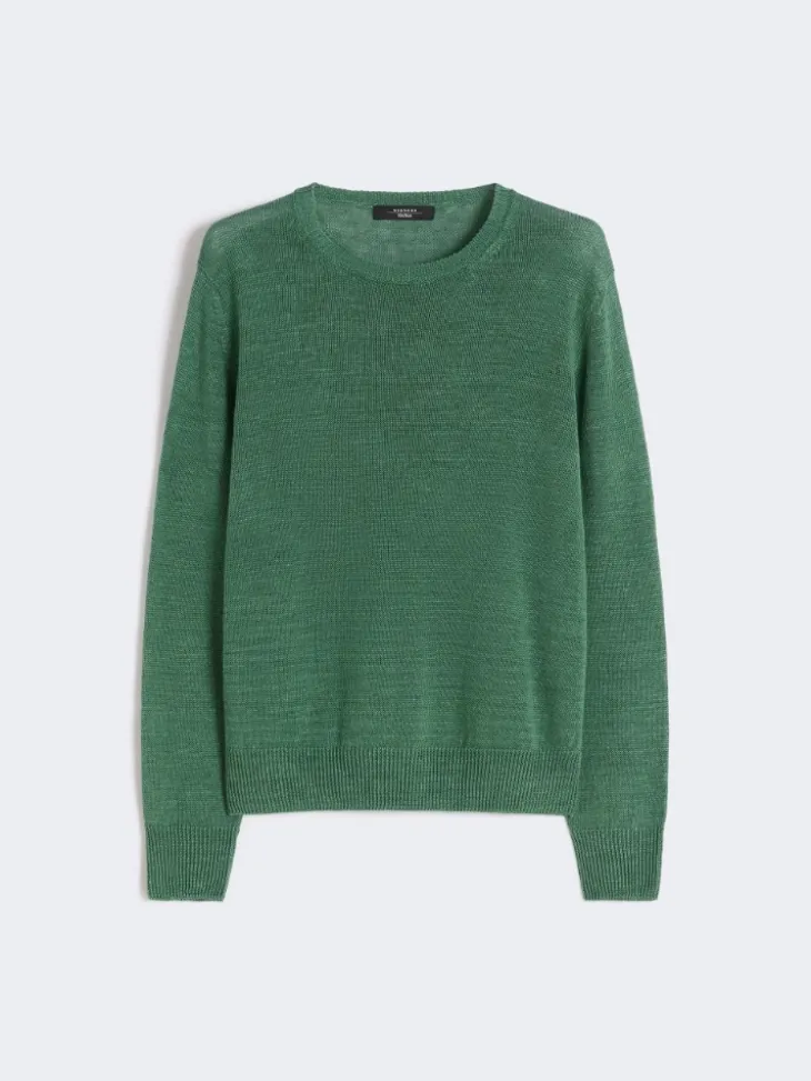 Linen yarn jumper - GREEN