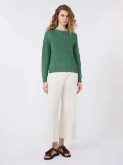 Linen yarn jumper - GREEN