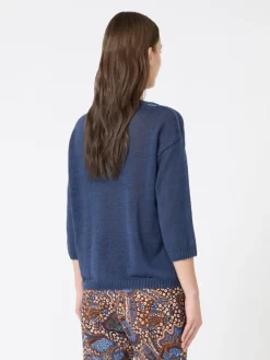 Linen yarn oversize jumper - NAVY