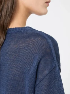 Linen yarn oversize jumper - NAVY