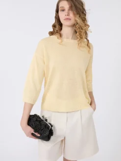 Linen yarn oversize jumper - LIGHT YELLOW