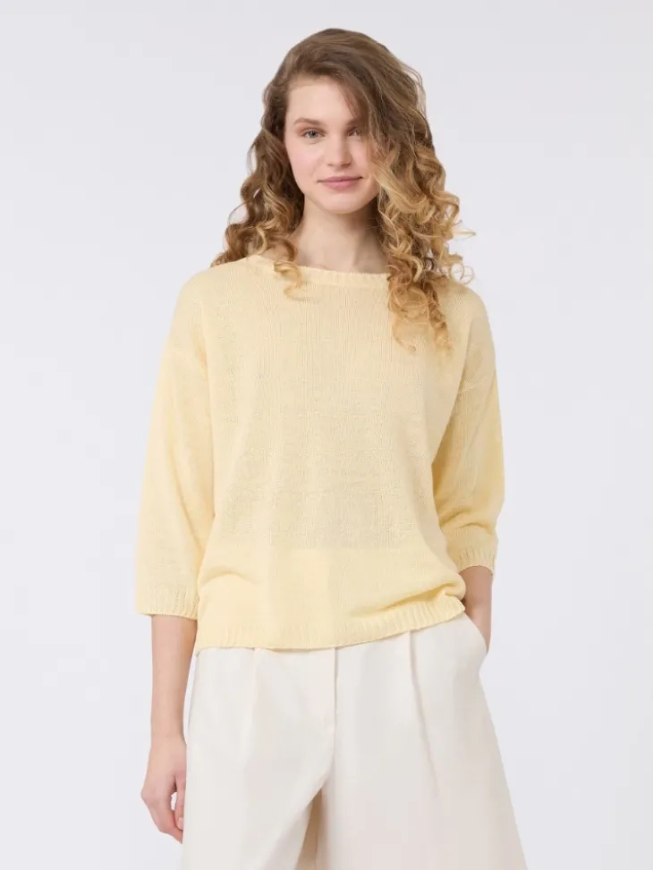Linen yarn oversize jumper - LIGHT YELLOW