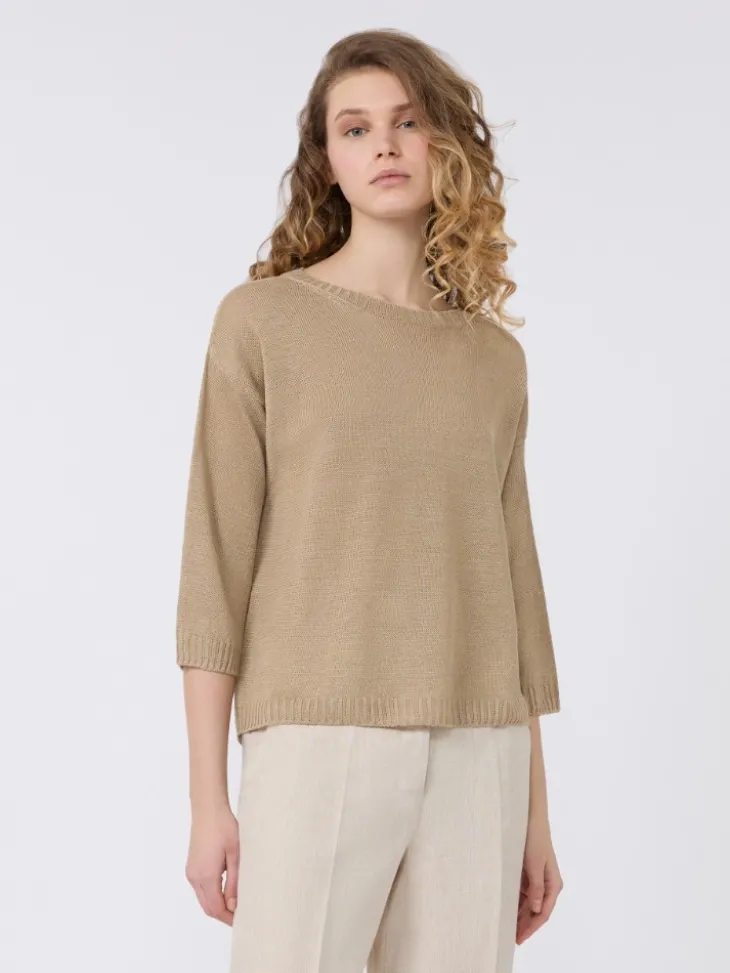Linen yarn oversize jumper - EARTH