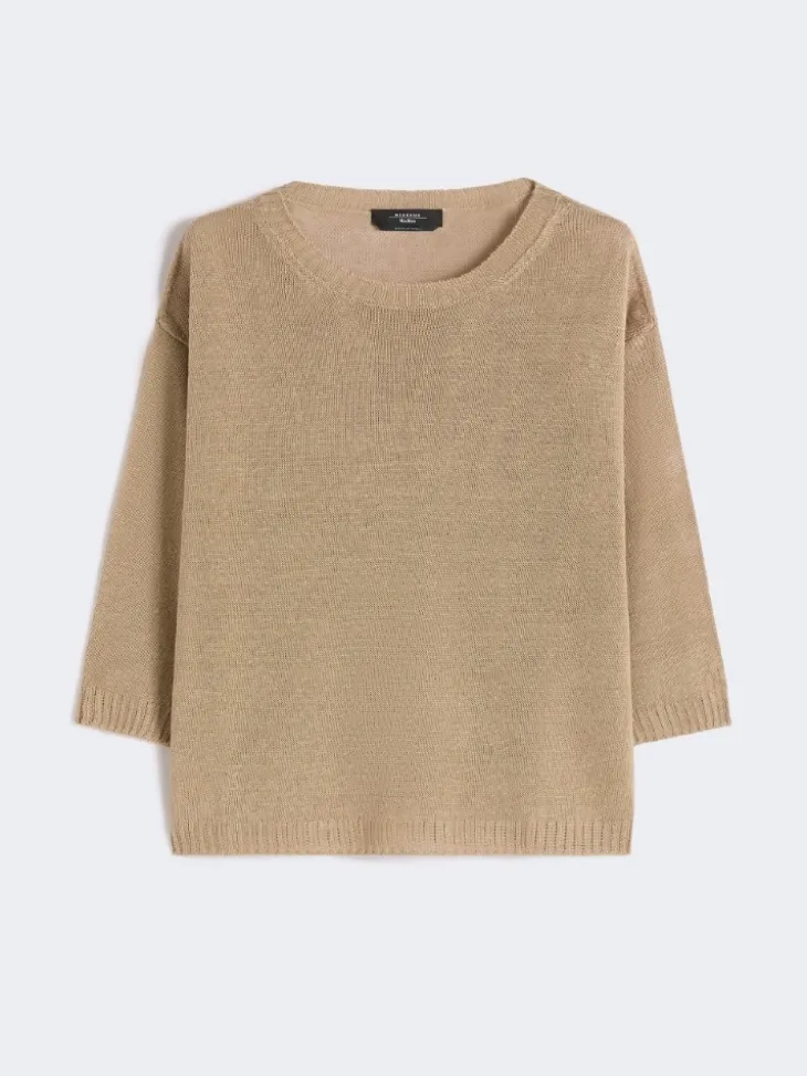Linen yarn oversize jumper - EARTH