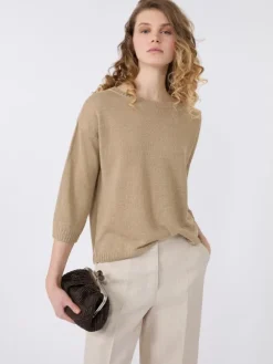 Linen yarn oversize jumper - EARTH
