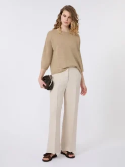 Linen yarn oversize jumper - EARTH