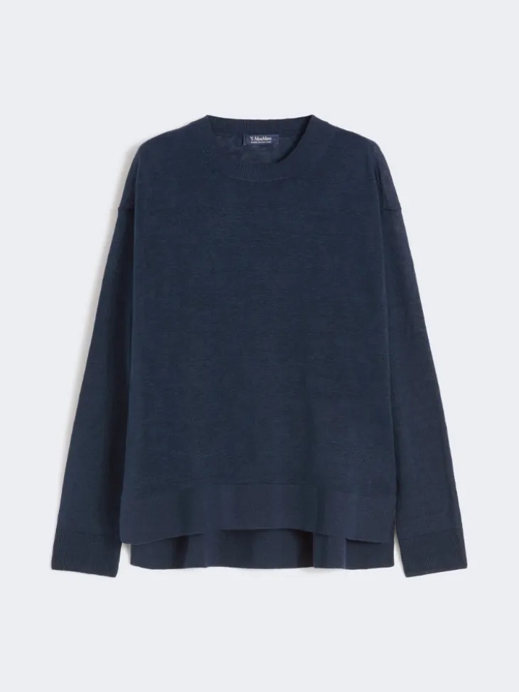 Linen yarn sweater - NAVY