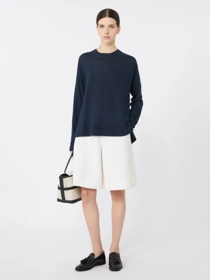 Linen yarn sweater - NAVY