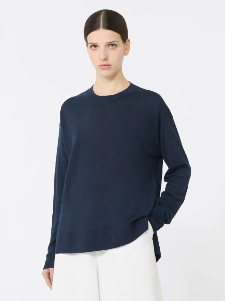 Linen yarn sweater - NAVY