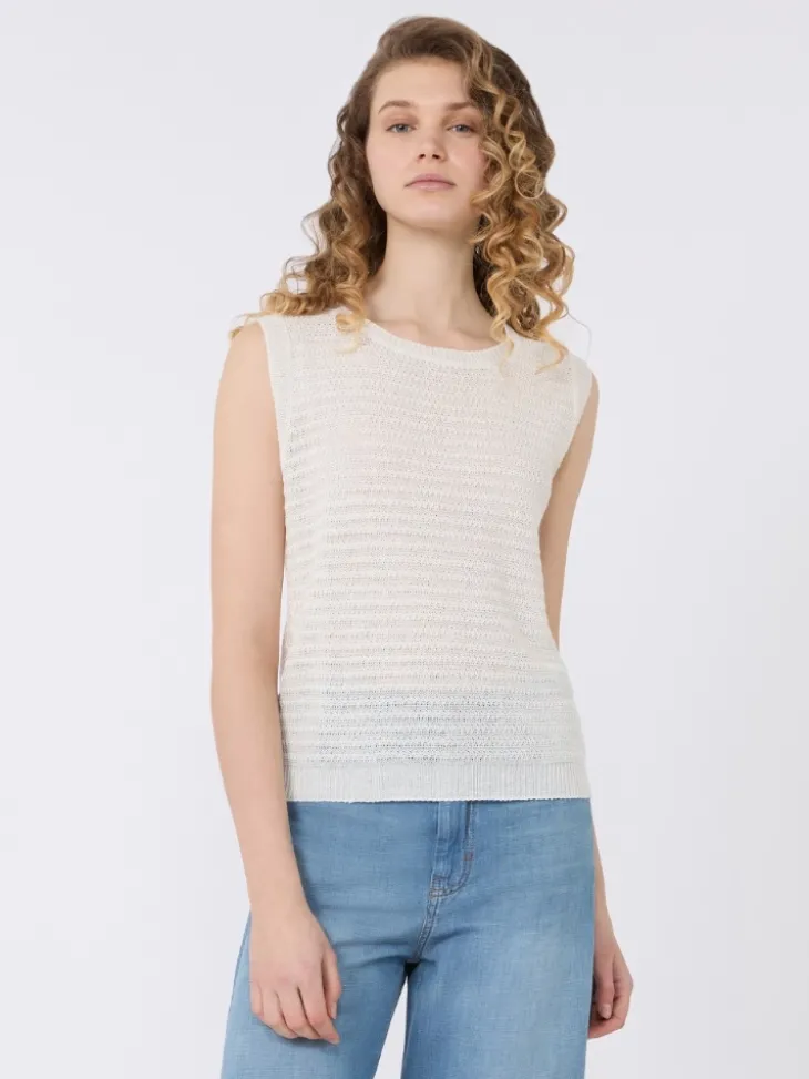Linen yarn waistcoat - ECRU