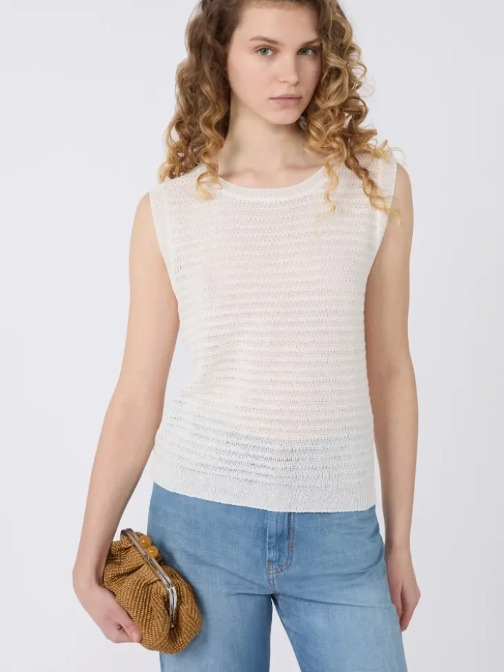 Linen yarn waistcoat - ECRU