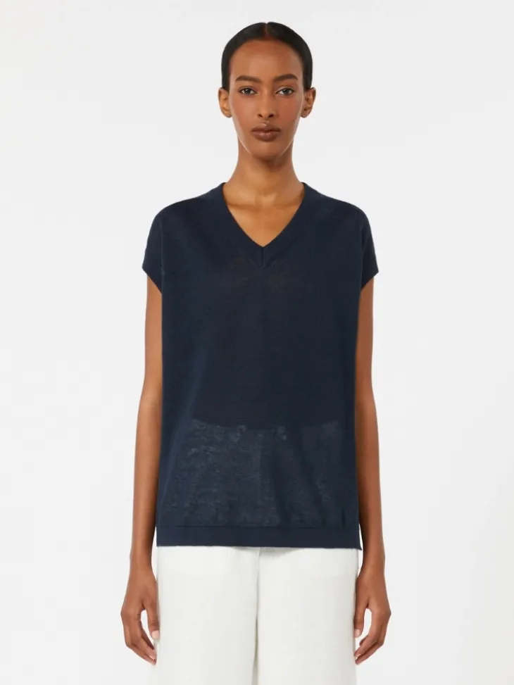 Linen yarn waistcoat - NAVY