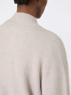 Long alpaca and wool cardigan - SAND