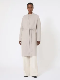 Long alpaca and wool cardigan - SAND