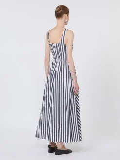 Long cotton poplin dress - BLACK