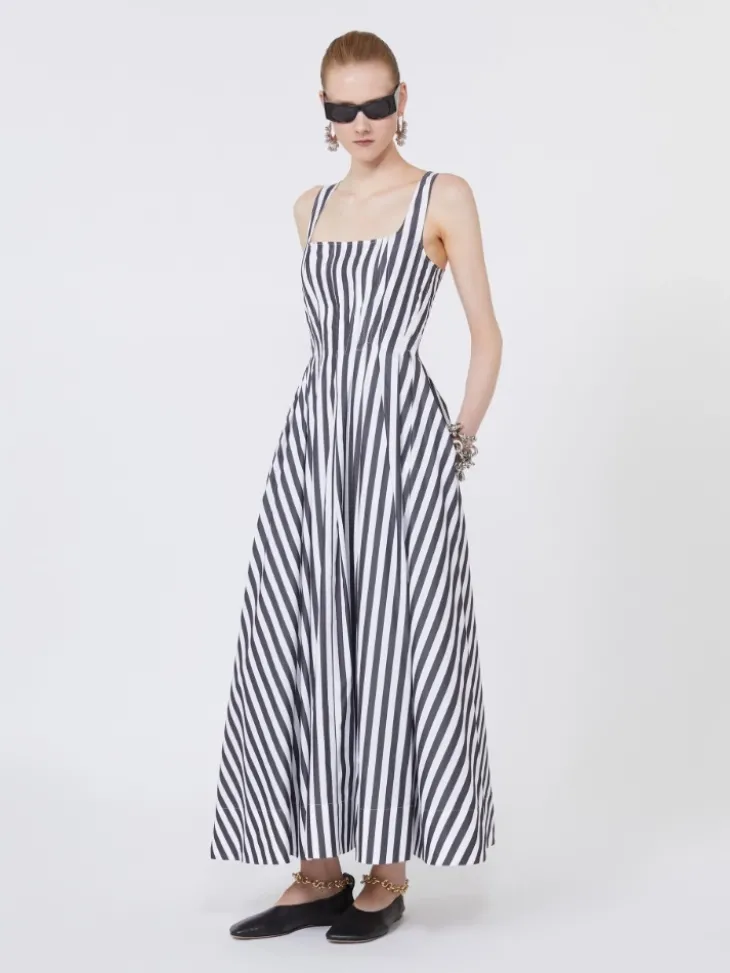 Long cotton poplin dress - BLACK