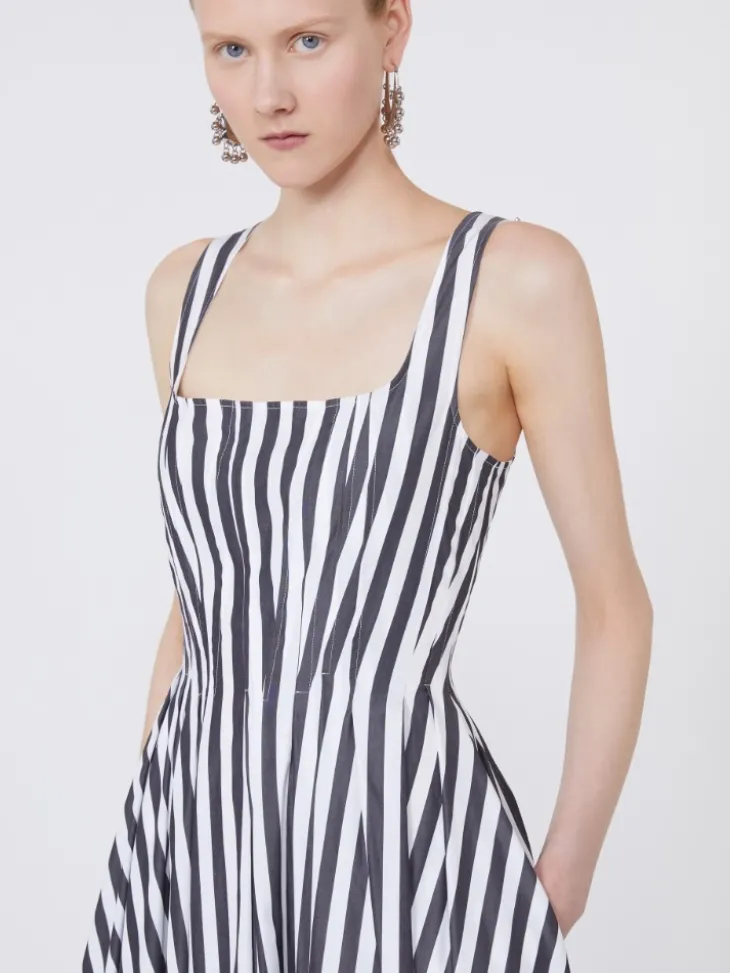 Long cotton poplin dress - BLACK