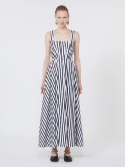 Long cotton poplin dress - BLACK
