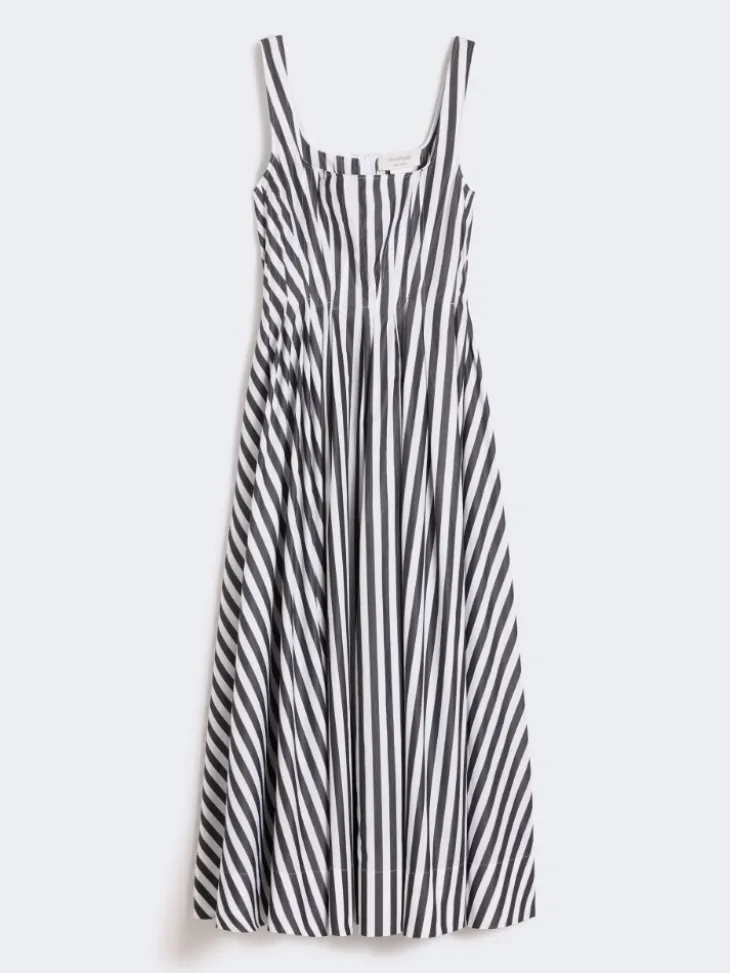 Long cotton poplin dress - BLACK