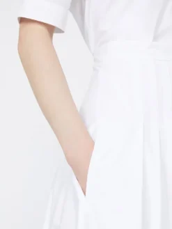 Long cotton poplin skirt - OPTICAL WHITE