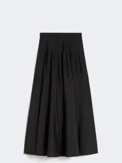 Long cotton poplin skirt - BLACK