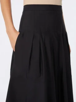 Long cotton poplin skirt - BLACK