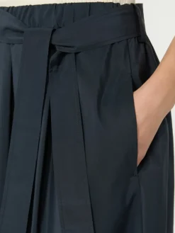 Long cotton-blend taffeta skirt - NAVY