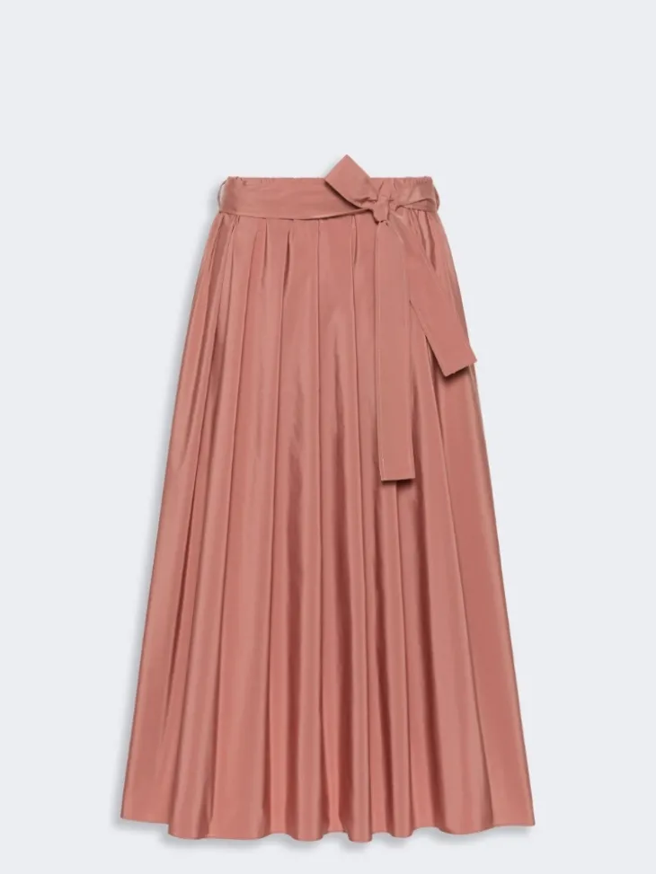 Long cotton-blend taffeta skirt - TERRA COTTA