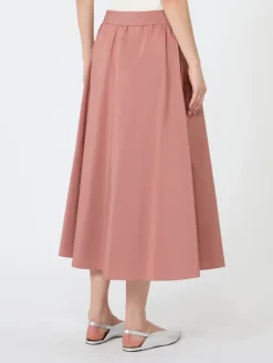 Long cotton-blend taffeta skirt - TERRA COTTA