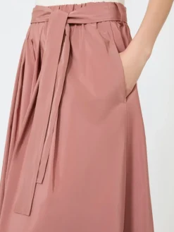 Long cotton-blend taffeta skirt - TERRA COTTA