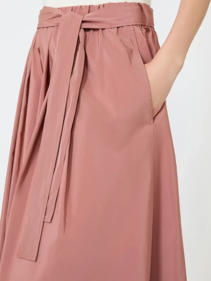 Long cotton-blend taffeta skirt - TERRA COTTA