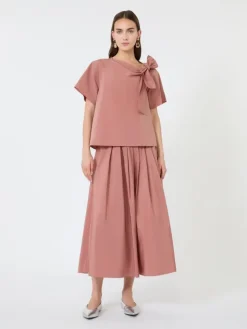 Long cotton-blend taffeta skirt - TERRA COTTA