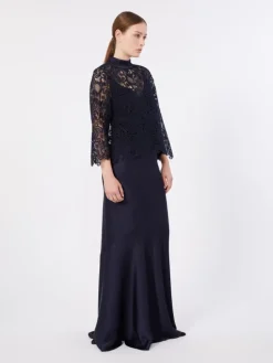Long envers satin skirt - MIDNIGHTBLUE