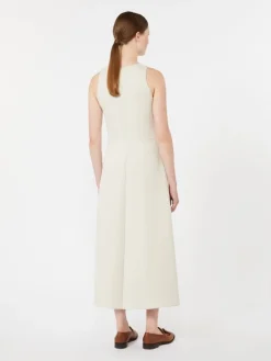 Long flared scuba jersey dress - BEIGE