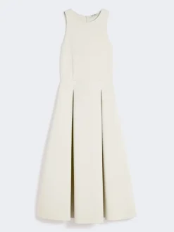 Long flared scuba jersey dress - BEIGE